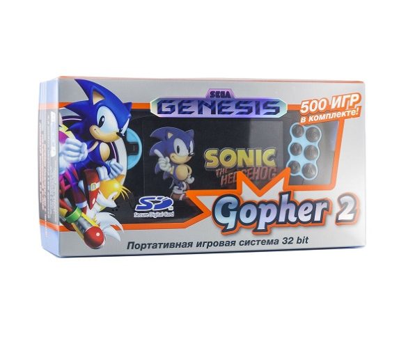 Sega Retro Genesis Gopher 2 + 500 игр (синяя)