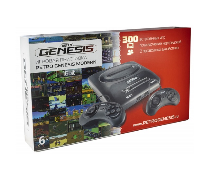 SEGA Retro Genesis Modern 300 игр (AV подключение и проводные геймпады)